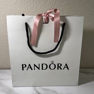 Pandora White Gift Bag with Pink Ribbon. Used. Authentic
